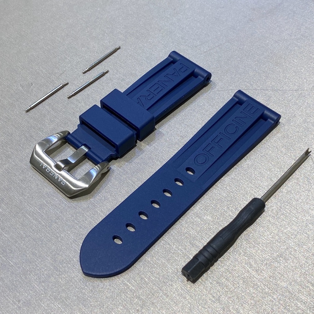 NEW Panerai Rubber Strap 24mm W/ Buckle in DARK BLUE